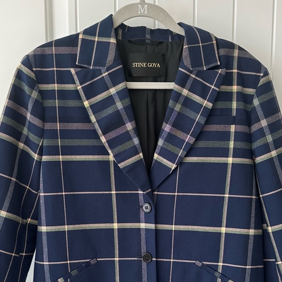 Stine Goya Vina Checked Blazer in Tartan Navy - Picture 6 of 12